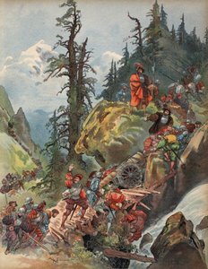 De oversteek van de Alpen, illustratie uit 