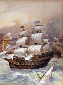 De vloot van Jean Ango blokkeert de Taag en bedreigt Lissabon, ca. 1909