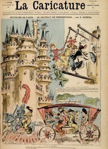 De weg naar het kasteel van Pierrefonds in de Oise (60) door Albert Robida
