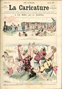 Naar de zee! 1880 (gravure) door Albert Robida