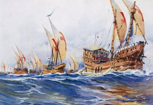 Franse schepen van koning Lodewijk IX tijdens de achtste kruistocht in 1268
