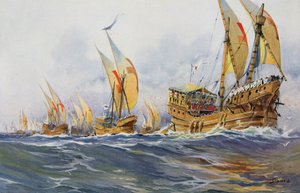 Franse schepen van Saint-Louis tijdens de Achtste Kruistocht in 1268