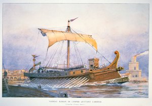 Romeins keizerlijk schip verlaat de haven