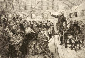 Washington voorkomt een militaire dictatuur (geannuleerde plaat uit de portfolio "The Bicentennial Pageant of George Washington")