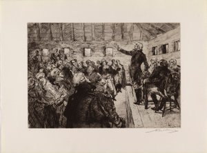 Washington voorkomt een militaire dictatuur (uit de portfolio "The Bicentennial Pageant of George Washington") door Albert Sterner