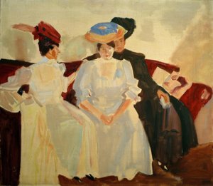 Drie dames op een sofa