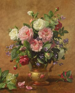 Rozen in een rozen-geëmailleerde vaas, 1995