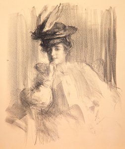 Lili met een veren hoed door Albert de Belleroche