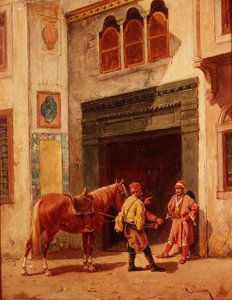 Arabieren bij een poort