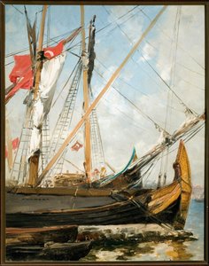 Zeilboten op de Bosporus in Turkije Schilderij door Alberto Pasini (1826-1899) 19e eeuw Genua, Galleria d