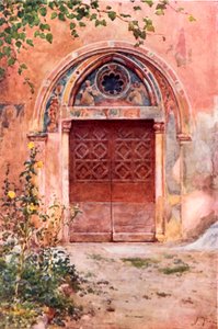 Deur van het Klooster van S. Benedictus (Sagro Speco) in Subiaco