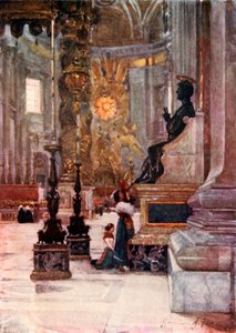 Interieur van S. Petrus, het bronzen standbeeld van S. Petrus