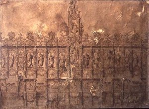 Ontwerp voor de koorbanken door Alberto de or Joaquin de(1674 1724) Churriguera