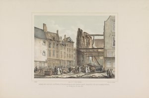 Gezicht op de ruïne veroorzaakt door de brand te Middelburg op zondag, 28 juni 1857