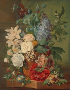 Bloemen in een terracotta vaas