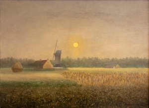 Windmolen in Latem bij Maanlicht door Albijn Van den Abeele