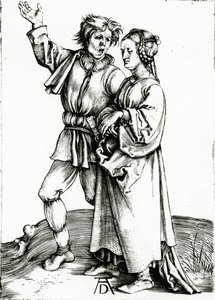 Een rustiek paar, gegraveerd door Johannes Wierix, ca. 1565 (gravure) door Albrecht (after) Durer or Duerer