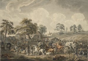 Het Franse leger steekt de Daugava-rivier over op 24 juli 1812, midden 1820s door Albrecht Adam
