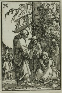 Christus neemt afscheid van zijn moeder, uit De Val en Verlossing van de Mens door Albrecht Altdorfer