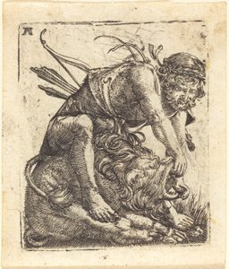 Hercules Overwint de Nemeïsche Leeuw door Albrecht Altdorfer