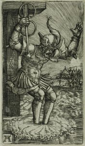 Horatius Cocles springt in de Tiber door Albrecht Altdorfer