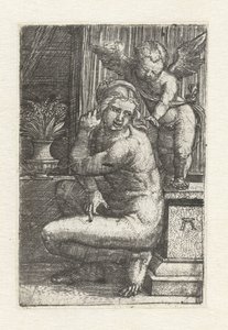 Knielende Venus met Cupido door Albrecht Altdorfer