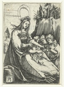 Maria met het Christuskind en twee jongetjes