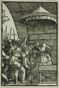 Pilatus wast zijn handen, uit De Val en Verlossing van de Mens door Albrecht Altdorfer