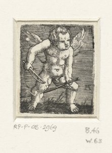 Putto met een stokpaardje door Albrecht Altdorfer