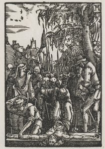 De Val en Verlossing van de Mens: Christus aan het Kruis genageld door Albrecht Altdorfer