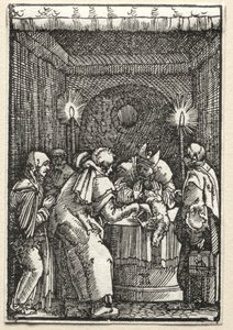 De val en verlossing van de mens: Joachims offer afgewezen door de hogepriester, c. 1515 door Albrecht Altdorfer