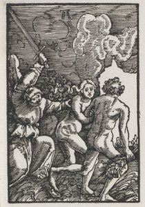 De Val en Verlossing van de Mens: De Verdrijving uit Eden door Albrecht Altdorfer