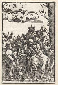 De val en verlossing van de mens: De vlucht naar Egypte, ca. 1515 door Albrecht Altdorfer