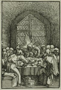 Het Laatste Avondmaal, uit De Val en Verlossing van de Mens door Albrecht Altdorfer