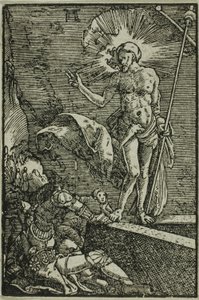 De opstanding, uit De val en verlossing van de mens door Albrecht Altdorfer