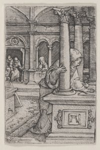De Maagd op zoek naar Jezus in de Tempel door Albrecht Altdorfer