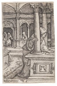 Maagd Maria op zoek naar de twaalfjarige Jezus in de Tempel, c. 1519