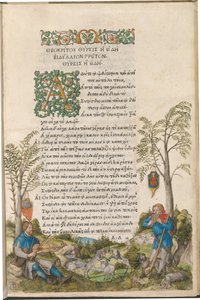 Een pastorale landschap met herders die een viola en panfluit spelen door Albrecht Dürer