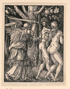Adam en Eva verdreven uit het paradijs, uit De Kleine Passie-serie door Albrecht Dürer