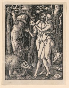 Adam en Eva, uit de serie De Kleine Passie door Albrecht Dürer