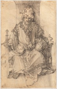 Een oosterse heerser, gezeten op zijn troon door Albrecht Dürer