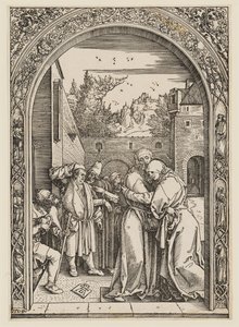 Anna en Joachim onder de Gouden Poort door Albrecht Dürer