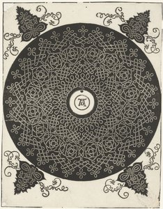 Borduurvoorbeeld met rond schildje
