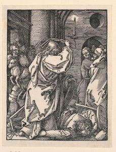 Christus verdrijft de kooplieden (of geldwisselaars) uit de tempel, uit De Kleine Passie Serie door Albrecht Dürer