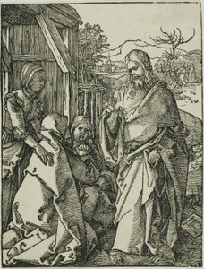 Christus neemt afscheid van zijn moeder, uit De Kleine Houtsnede Passie