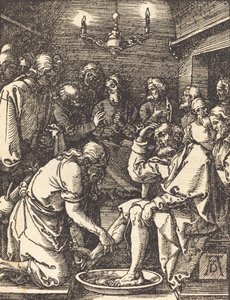 Christus wast de voeten van de discipelen door Albrecht Dürer
