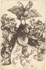 Wapen met een leeuw en een haan door Albrecht Dürer