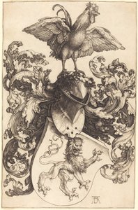 Wapen met een leeuw en een haan door Albrecht Dürer