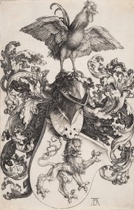 Wapen met een leeuw en een haan door Albrecht Dürer