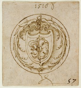 Ontwerp voor een ornament of zegelring met de wapens van Lazarus Spengler